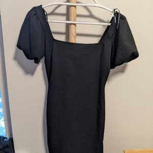 Black square neck mini dress